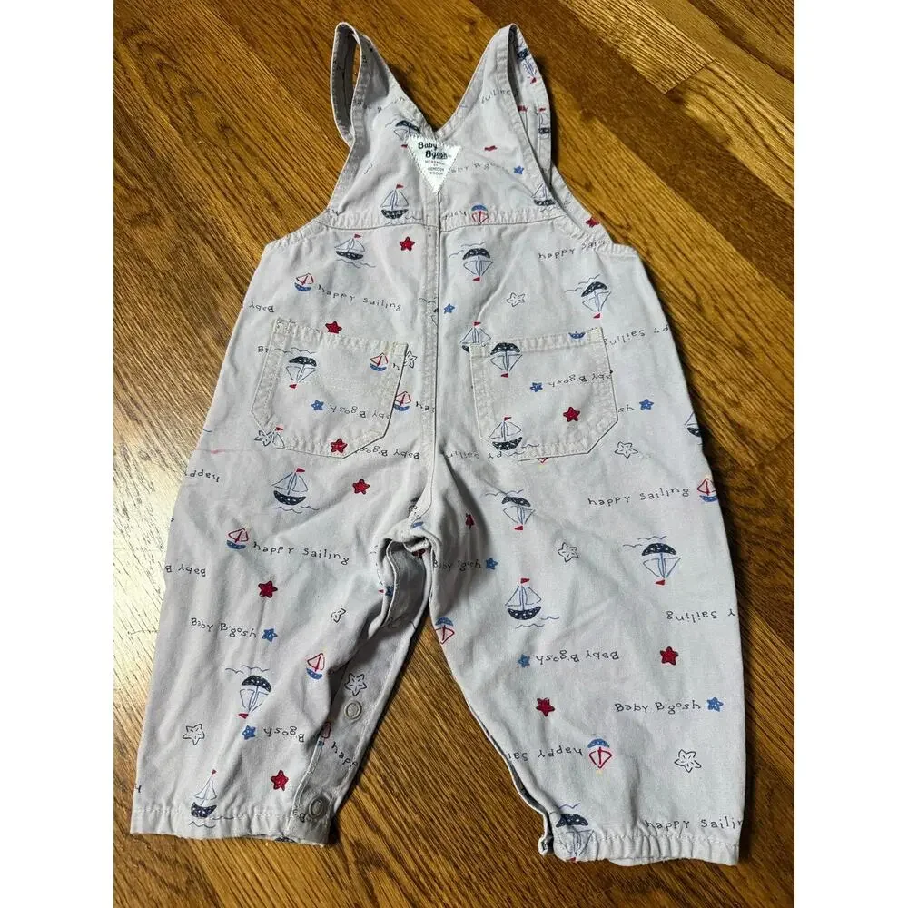 Vintage Oshkosh B'gosh Baby B'Gosh Happy Sailing Overalls 12mo